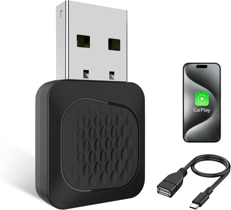 Ayake Wireless CarPlay Adapter, Smallest Mini Edition, Converts Wired to Wireless CarPlay, Plug & Play Adapter, Compact Design for Apple iPhone iOS 10+ with USB/USB-C Port - Image 1